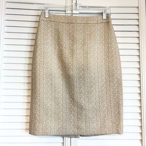 J. Crew Collection Pebble Jacquard Pencil Skirt Gold Metallic Size 2